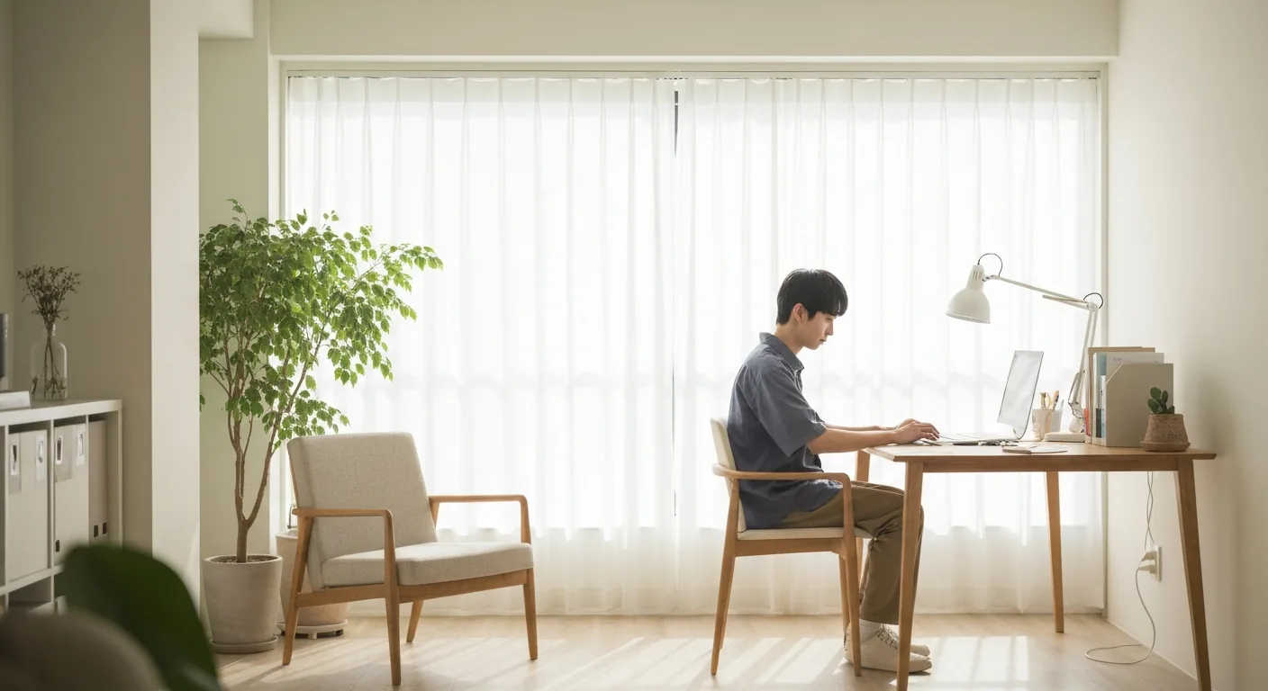 A student learning online at a laptop by a sunlit window